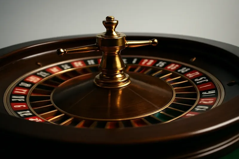 Close-up of live roulette wheel spinning in elegant casino lighting